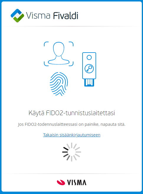 Salasanaton kirjautuminen FIDO2-tunnistautumisella